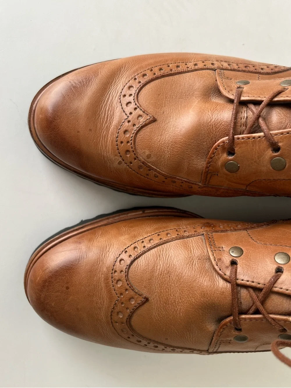 Paul Green Beau wingtip leather Boots side zip UK 6.5 US 9